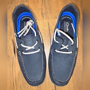 Clarks Noonan nubuck Men's Navy Blue Boat Shoes NWT Size 7M